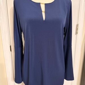 Michael Kors Navy Keyhole Blouse